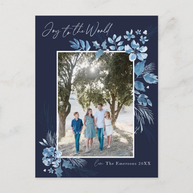 Carte Postale Joie au monde Fleur de Noël aquarelle (Devant)