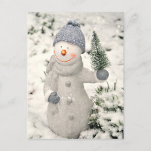 Carte Postale Joie de Noël avec Snowman souriant