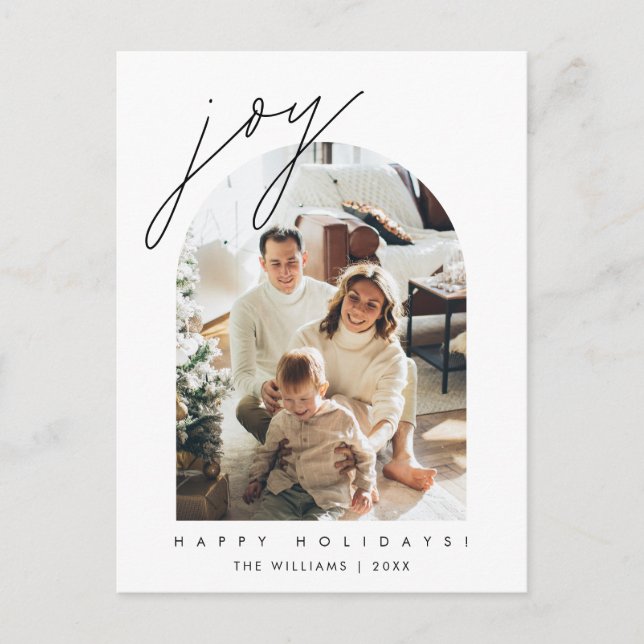 Carte Postale Joie, Joyeux Noël Photo de famille moderne (Devant)
