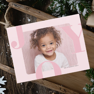 Carte Postale JOIE rose vif moderne JOIE photo horizontale Noël