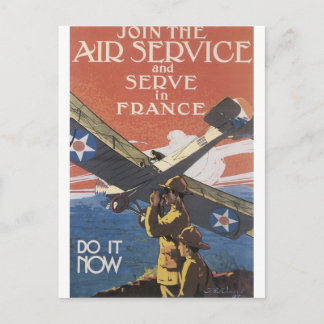 Carte Postale "Joignez le service aérien" circa 1917