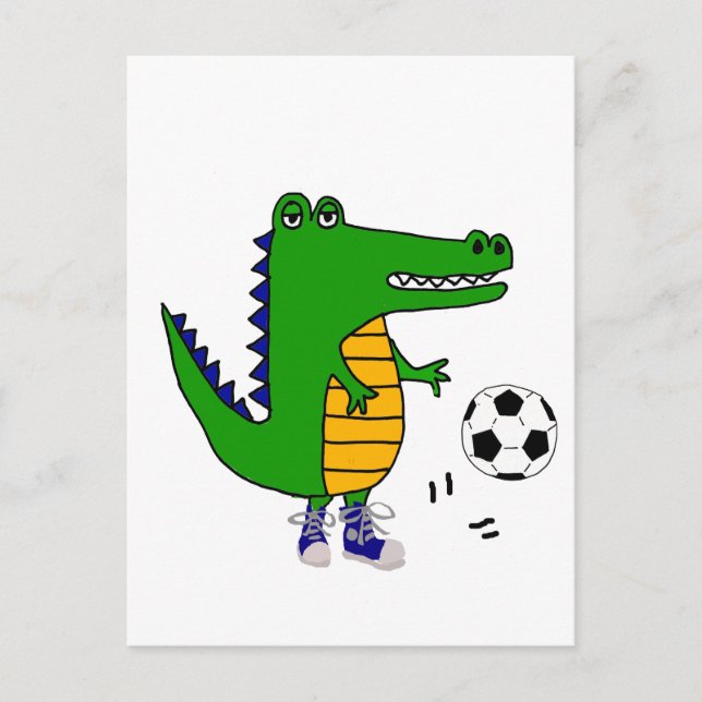 Carte Postale Joli Alligator Jouer au football ou au football Ca (Devant)