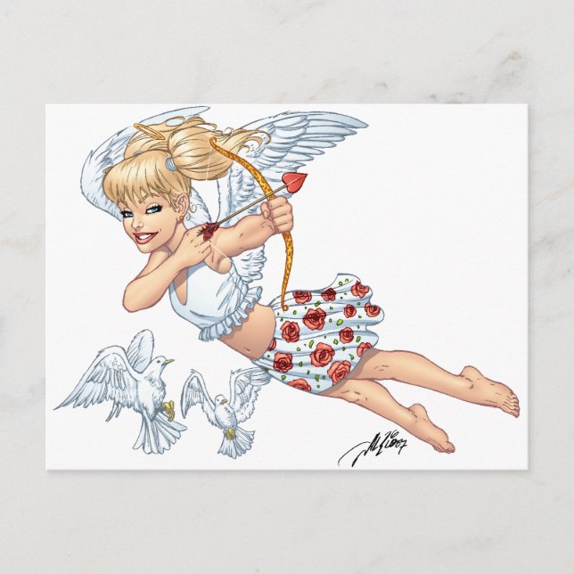 Carte Postale Joli ange mignon avec flèche d'amour par Al Rio (Devant)