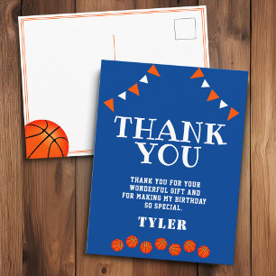 Carte Postale Joli Anniversaire de Basket-Ball Sportif Bleu et O