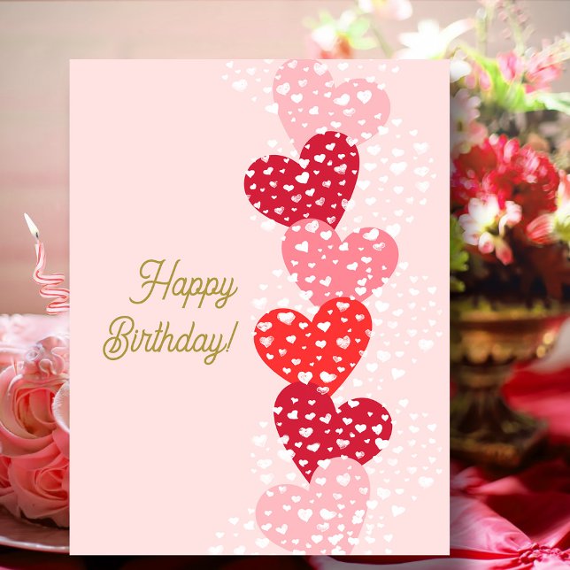 Carte Postale Joli Anniversaire des Coeurs Rouge Rose Moderne (Créateur téléchargé)