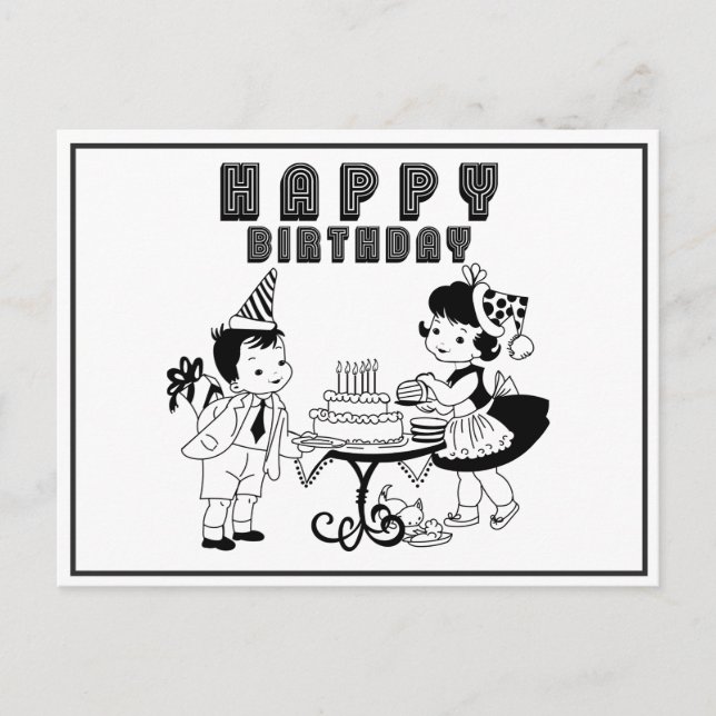Carte Postale Joli Anniversaire Vintage Retro (Devant)