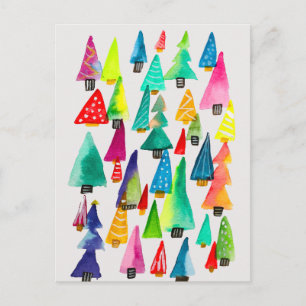 Carte Postale Joli aquarelle arbres de Noël