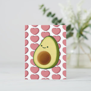 Carte Postale Joli avocat vert dans un cœur rouge Saint-Valentin