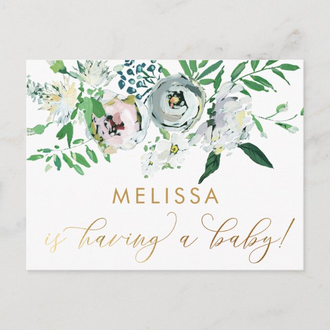 Carte Postale Joli Baby shower Floral Gouache Boho (Devant)