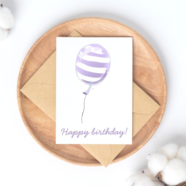 Carte Postale Joli ballon rayé violet - Anniversaire d'enfants (Créateur téléchargé)