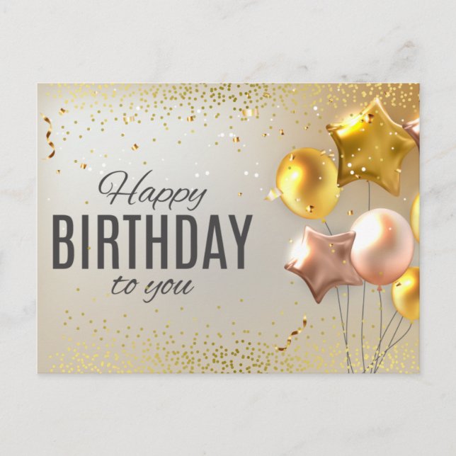 Carte Postale Joli Balloon d'anniversaire Confetti (Devant)