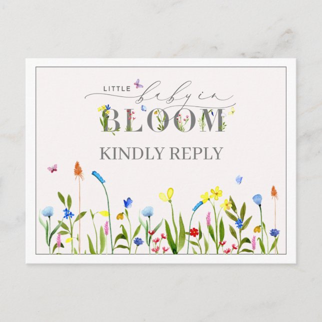 Carte Postale Joli bébé en fleur Baby shower Fleur sauvage RSVP (Devant)
