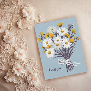 Carte Postale Joli Bouquet Daisy Je TE MANQUE Sweet CUSTOM