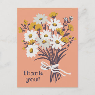 Carte Postale Joli bouquet de pâquerettes personnalisé Merci