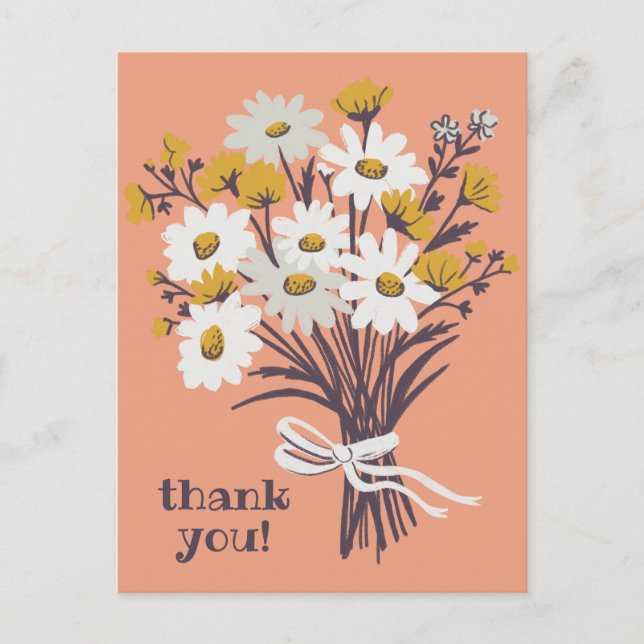 Carte Postale Joli bouquet de pâquerettes remerciement personnal (Devant)