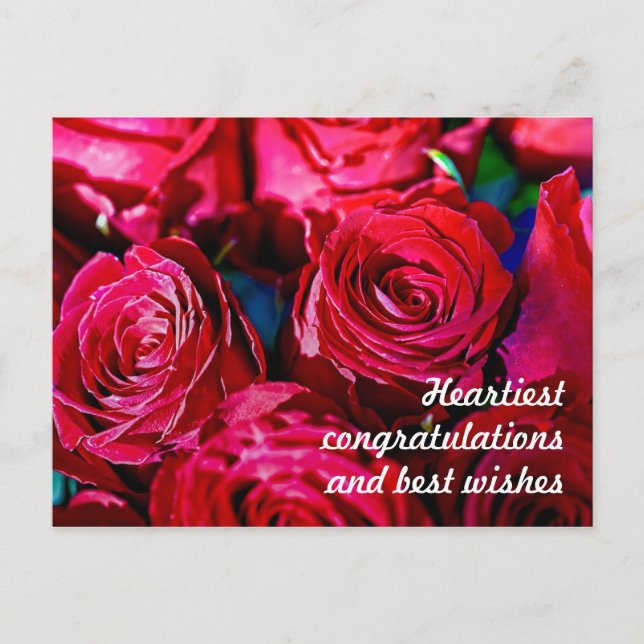 Carte Postale Joli Bouquet De Roses Rouges (Devant)