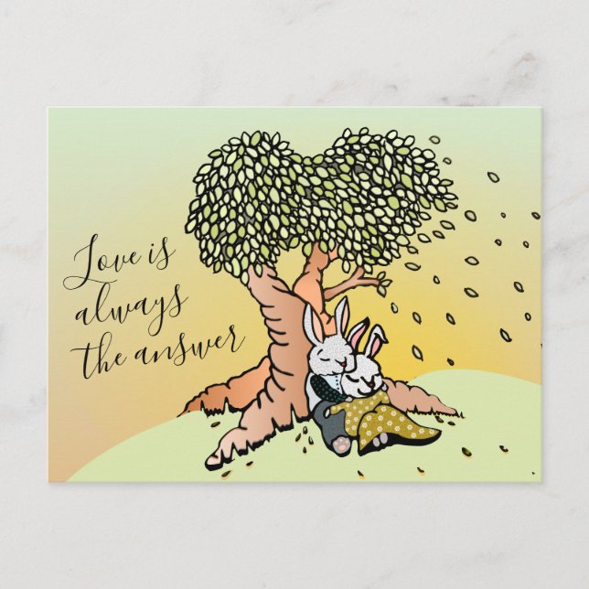 Carte Postale Joli Bunnies Amour Illustration & Belle Citation (Devant)