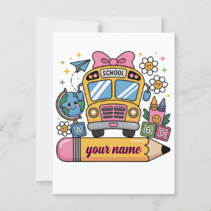 Carte Postale Joli bus scolaire   Retour à l'école enfant