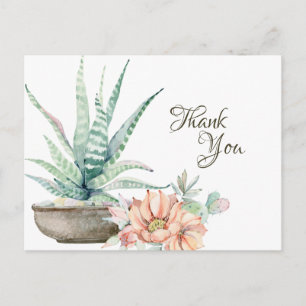 Carte Postale Joli cactus et Merci de fleur