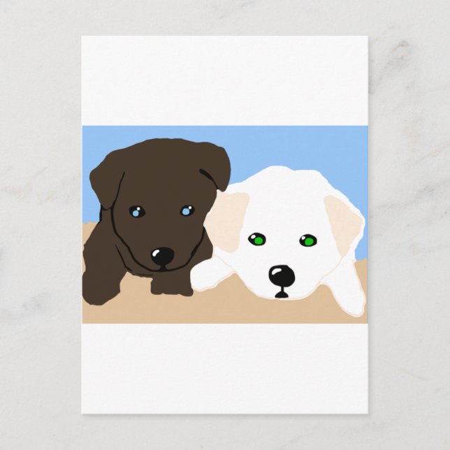 Carte Postale Joli cadeau brun et blanc de marionnettes du Labra (Devant)
