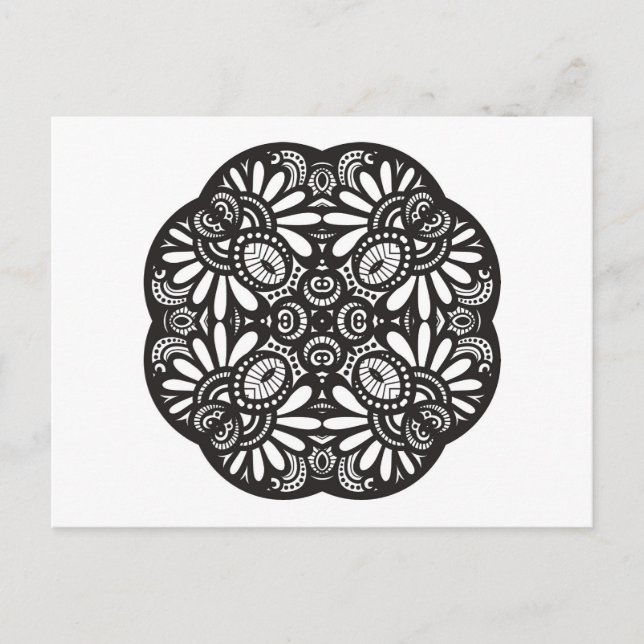 Carte Postale Joli Carré noir Déco Doodle (Devant)