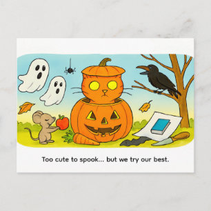 Carte Postale Joli chat de dessin animé assis dans un costume de