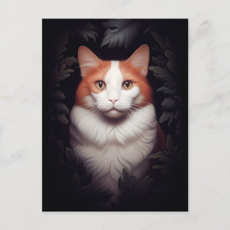 Carte Postale Joli chat de gingembre parmi les Feuilles