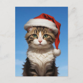 Carte Postale joli chat de Noël
