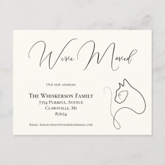 Carte Postale Joli chat noir et ivoire Nous avons déménagé Faire