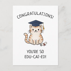 Carte Postale Joli Chat Pun Nouvelle Diplômée Diplômé Drôle de S