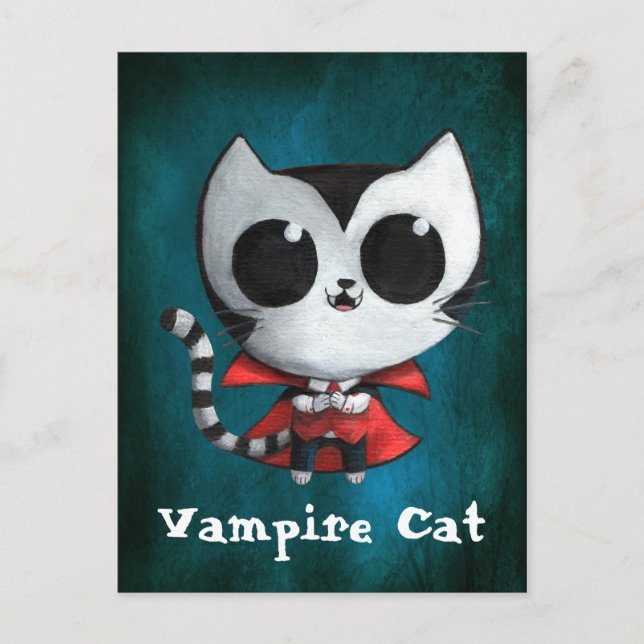 Carte Postale Joli Chat Vampire (Devant)
