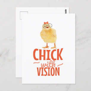 Carte Postale Joli Chick Avec Lunettes - Chick Avec Vision