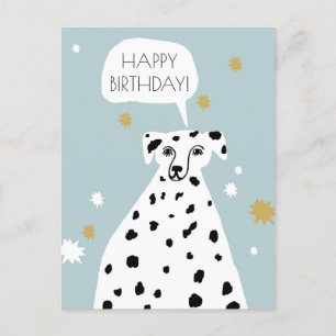 Carte Postale Joli Chien Dalmatien Art Abstrait Joyeux Anniversa