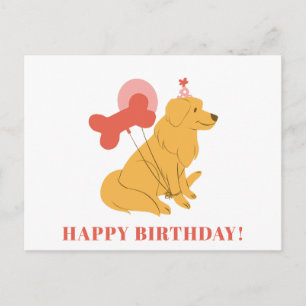 Carte Postale Joli chien Retriever doré Anniversaire Moderne Col