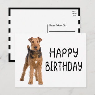 Carte Postale Joli chiot Airdale Terrier Joyeux Anniversaire