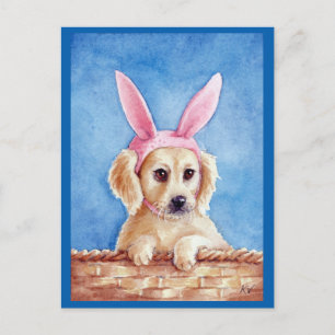 Carte Postale Joli chiot roux oreilles de lapin