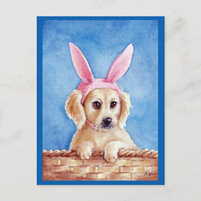 Carte Postale Joli chiot roux oreilles de lapin (Devant)
