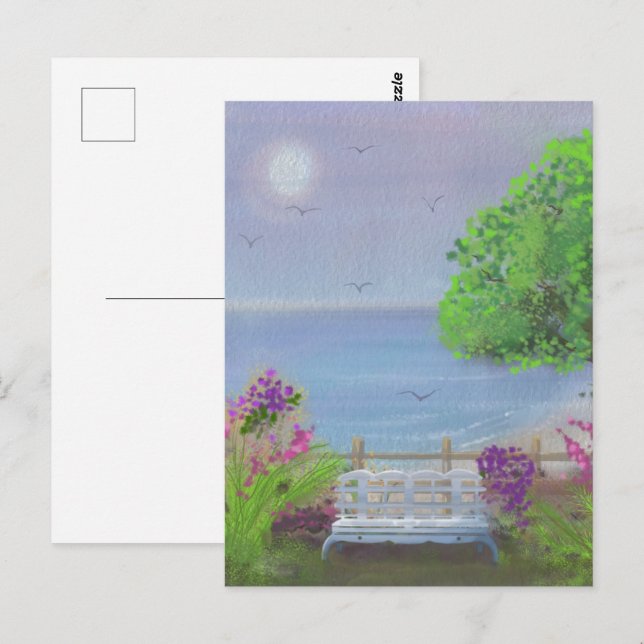Carte Postale Joli Coin Salon Floral En Bord De Mer (Devant / Derrière)
