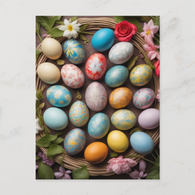 Carte Postale Joli collage décoratif d'oeufs de Pâques (Devant)