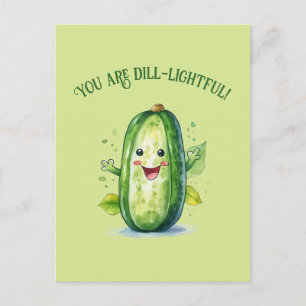 Carte Postale Joli concombre de bande dessinée verte