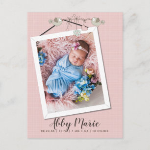 Carte Postale Joli Dans Cadre Rose Faire-part de naissance Photo