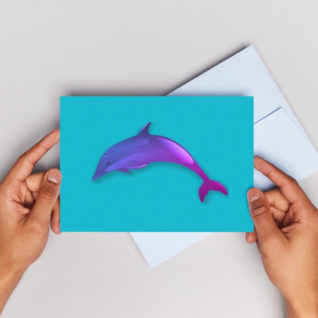 Carte Postale Joli dauphin rose violet (Créateur téléchargé)