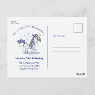 Carte Postale Joli dessin d'anniversaire licorne arc-en-ciel Mer