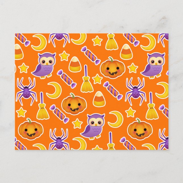 Carte Postale Joli Dessin Halloween Design Avec Citrouille (Devant)