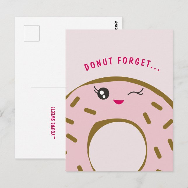 Carte Postale Joli donut n'oublie pas que tu es sucré Illustrati (Devant / Derrière)