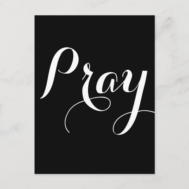 Carte Postale joli écriture de script PRAY | (Devant)