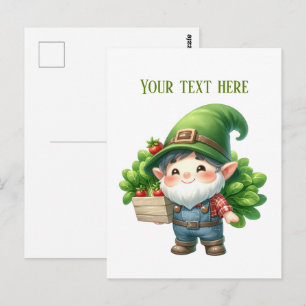 Carte Postale Joli gnome producteur de tomates personnalisable 