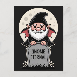 Carte Postale Joli gnome vampire de dessin animé debout devant u
