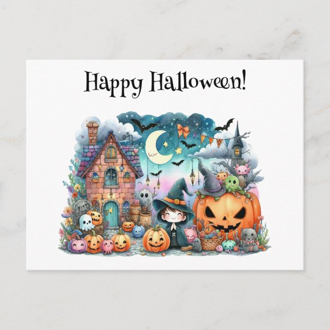 Carte Postale Joli Halloween Kawaii (Devant)