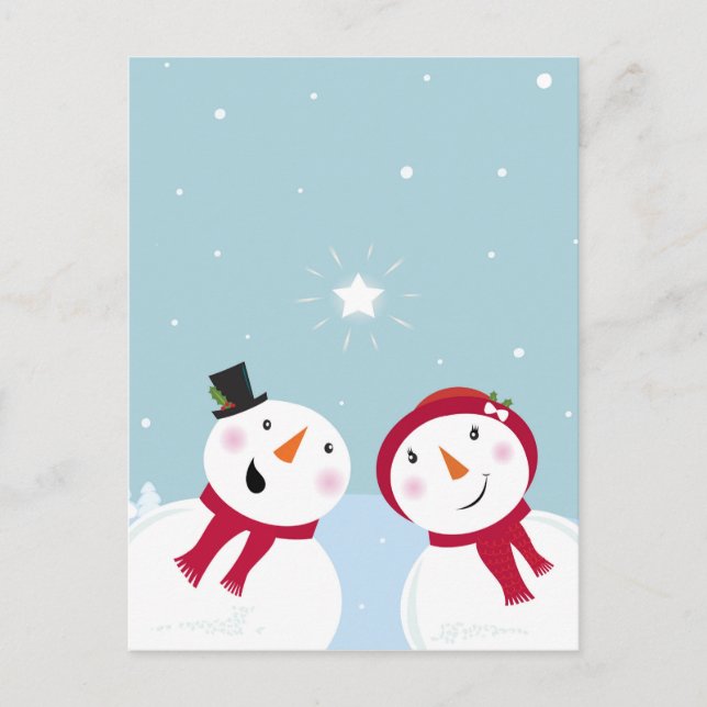 Carte Postale Joli hiver Snowmen avec Snowgirl (Devant)